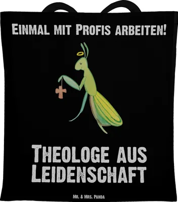 Produktbild von Mr. & Mrs. Panda Tote Bag Theologe Leidenschaft - Schwarz - Geschenk, Jutebeutel, Laptoptasche, Tragetasche, Tasche, Uni