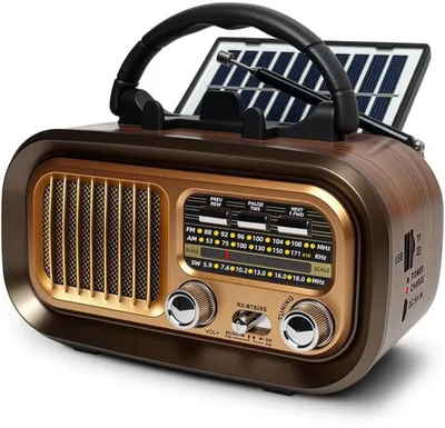 Obrázek produktu pro Azomor – přenosné retro rádio se solárním panelem a Bluetooth pro všestranné použití