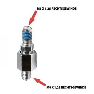 Produktbild von Spiegeladapter M8-R x 1,25 mm chrom