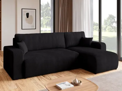 Produktbild von BroMARKT Ecksofa PUMI Schlaffunktion Bettkasten L-Form 125x200 cm Schwarz