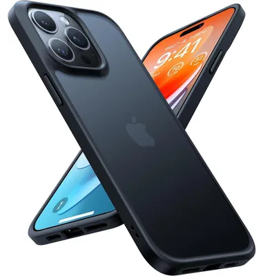 Produktbild von Schutzhülle für iPhone 13 Pro, matt schwarz, stoßfest, kratzfest, mit bunten Tasten