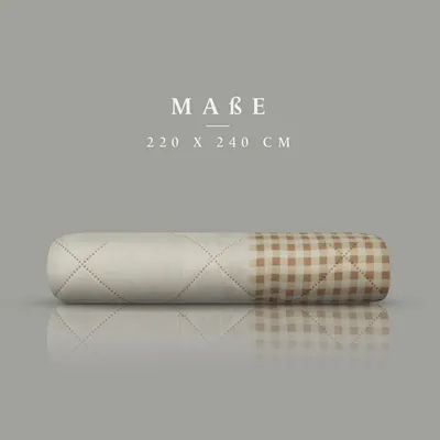 Produktbild von Tagesdecke ( Home Beige ) 220x240 cm mit wattierter Zwischenlage, Bettüberwurf - leichte Überwurfdecke, Sommerdecke gesteppt - Steppdecke, Wendedecke in vers. Motiven