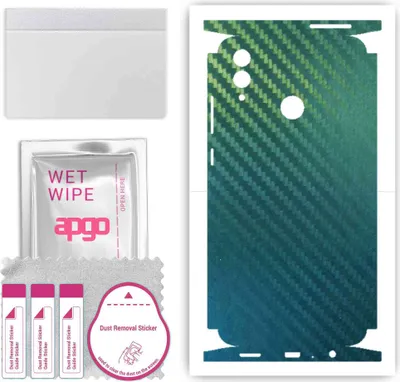 Produktbild von apgo Rückseite + Seiten Schutzfolie, Skin, kompatibel mit Honor 10 Lite, Hinten Displayschutzfolie aus Vinylfolie, kratzfest, einfache Montage - Kohlenstoff-Chamäleon CAKA1