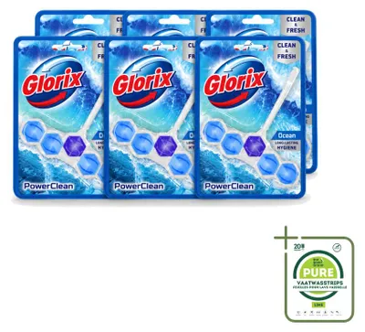 Produktbild von 6 x Glorix Toiletblock Power Clean Ocean - Großpackung - 6 Stücke