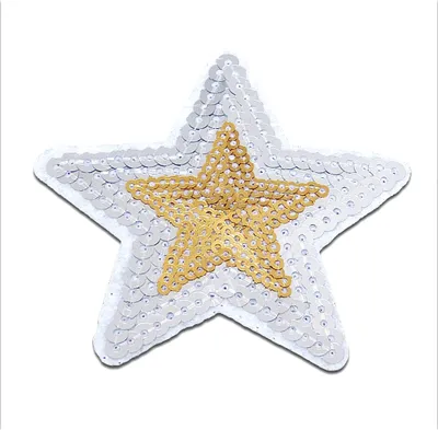 Produktbild von Stern Mit Pailletten - Aufnäher, Bügelbild, Aufbügler, Applikationen, Patches, Flicken, Zum Aufbügeln, Größe: 7,5 x 7,9 cm