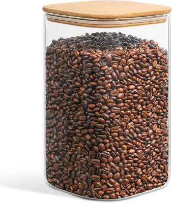 Produktbild von Große Glasbehälter 1 Gallone, luftdicht, quadratisch, Bambusdeckel