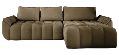 Produktbild von E-ZIMPAZ Ecksofa mit Schlaffunktion und Bettkasten CALVANI 185x282 cm, Eckcouch L-Form, Polsterecke, Sofa Samtstoff - Braun MH09