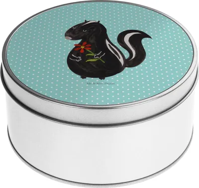 Produktbild von Mr. & Mrs. Panda Kaffeedose Stinktier Blume - Türkis Pastell - Geschenk, Erinnerungsbox, Blechbüchse, keksdosen, Teedose, Skunk, Wildtier, Blechdose, Träume, Raubtier