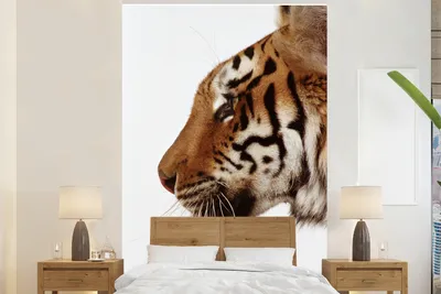 Produktbild von MuchoWow® Fototapete für Wohnzimmer oder Schlafzimmer Wandtapete Vinyl Motivtapete Nahaufnahme eines Tigers - 170x260 cm - Wohnzimmertapete