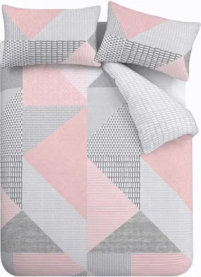 Produktbild von Famanu Bettwäsche Set Geometrisches Muster - Rosa 200 x 200 cm