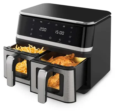 Image de Friteuse à air chaud - 8 l XXL - Fenêtre de visualisation - 1 400 W - Sans huile - Écran tactile numérique - 8 programmes