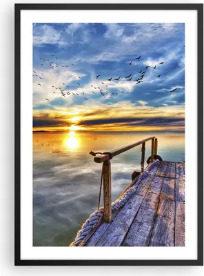 Produktbild von Gerahmtes Poster - Schwarzer Rahmen - See Brücke - 50x70 cm - Wand Bild - Wanddeko - Wandbilder - Kunstposter - Wandposter - Bilderrahmen - Bilder - Kunstdruck - Wandbild - P2BPA50x70-3963