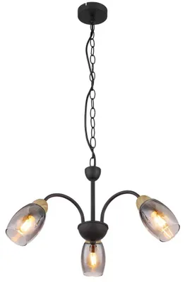 Produktbild von Pendelleuchte, Holzoptik, Glas Rauchfarbe, D 47 cm