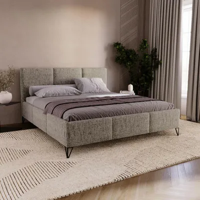 Produktbild von Chilly Möbel Design Bett Modero - Polsterbett mit Bettkasten, Lattenrost und Kopfteil 160x200 cm / Metallrahmen / Neve / Dunkelbeige