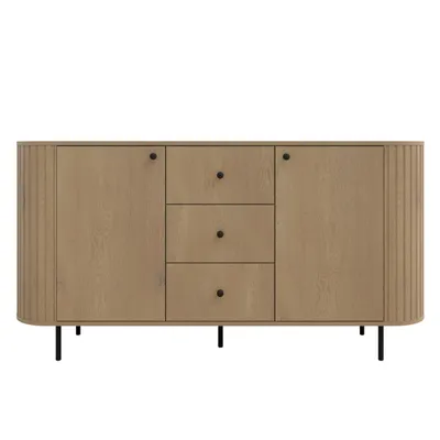 Produktbild von AX LIVING Kommode Halay Eiche Cremona 2 Türen & 3 Schubladen Moderne Rillenstruktur 164,6 cm