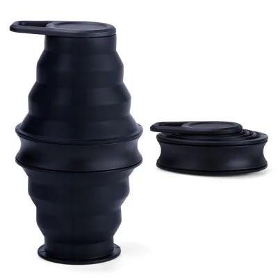 Produktbild von Trinkflasche 500ml Faltbare Wasserflasche Auslaufsicheres Silikon Tragbare Wasserflaschen für Reisen Camping Wandern Laufen Sport(Schwarz)