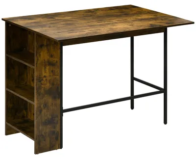 Produktbild von Klappbarer Bartresen im Industriestil mit 3-stufigem Regal, 120 x 76 x 91,4 cm