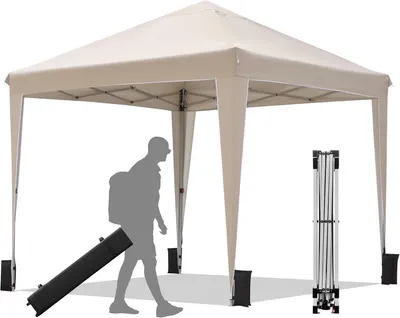 Immagine prodotto di Gazebo, 3 x 3 metri, impermeabile, stabile, resistente alle intemperie, sistema di montaggio rapido a scatto, protezione UV 50+, gazebo pieghevole, tenda da giardino, tenda per feste, struttura in metallo
