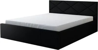 Produktbild von Polsterbett ALEXIS 180x200 mit Matratze und Bettkasten. Farbe: Schwarz.