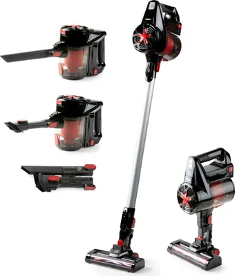 Produktbild von PRIMO PR504SV 3-in-1 schnurloser Stabstaubsauger - Beutelloser Staubsauger - Handstaubsauger - HEPA-Filter - Rot/Schwarz