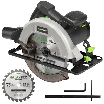 Produktbild von Kreissäge - 185 mm Elektrosäge - 1400 W Motor - 6000 U/min - 62 mm Schnitttiefe 90° - Verstellbarer Gehrungswinkel - Für Holz und PVC