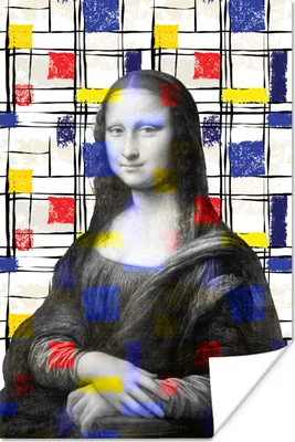 Produktbild von MuchoWow® Poster Mona Lisa - Mondrian - Alte Meister 80x120 cm - Papierdruck