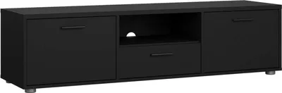 Image de Charo - Meuble TV, 147x40x38 cm Noir, un Tiroir