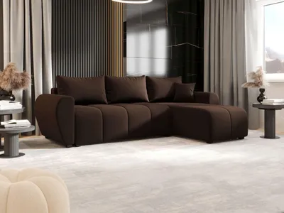 Image de BEDTE ECKSOFA MOLISA L Cosmic 800 Droit Marron avec fonction sommeil Canapé en L avec coffre de rangement Canapé salon Canapé-lit Coffre de rangement Canapé-lit
