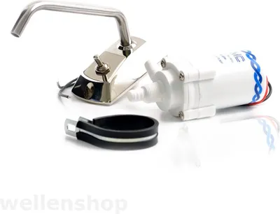 Produktbild von Set aus 12V Wasserhahn mit Wasserpumpe und 360° schwenkbaren Wasserhahn, Messing verchromt