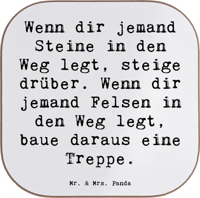 Produktbild von Mr. & Mrs. Panda Untersetzer Glas Spruch Stolpersteine im Alltag meistern - Weiß - Geschenk, gläseruntersetzer, Getränkeuntersetzer, Tassenuntersetzer, Vertrauem, Stärke