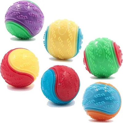 Productafbeelding van 6 Piepende Hondenballen Set - Kauwspeelgoed voor Puppy & Hond - Tandreiniging & Interactief Speelplezier