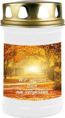 Produktbild von Grabkerze Weiß, Brenndauer: 48 Stunden, Motiv: Allee