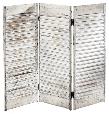 Zdjęcie produktu dla Kobolo Parawan stołowy parawan okienny - biały sprany - 90x81 cm - ścianka działowa mała wąska składana hiszpańska ścianka działowa stojąca Stół
