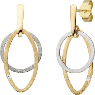 Produktbild von Ohrhänger 585 Gelbgold Weißgold bicolor eismatt 2 Diamanten Brillanten