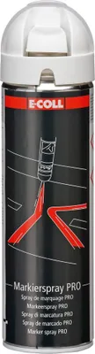 Produktbild von E-COLL PRO Markierspray glänzend weiss, 500 ml Spraydose, Ausführung:500-ml-Spray, Farbe:weiß, Inhalt:500 ml, Gebindeart:Spraydose