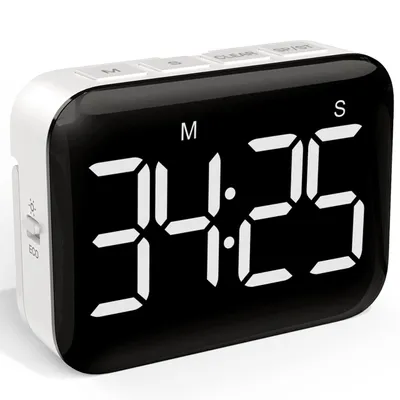 Produktbild von Magnetischer Küchentimer zum Kochen mit Count-Up-Countdown, digitaler Timer, batteriebetrieben mit großem Display, 2 Helligkeits- und Lautstärkestufen