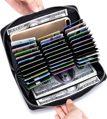 Produktbild von RFID Blocking Echtleder Reißverschluss Brieftasche groß, A0598