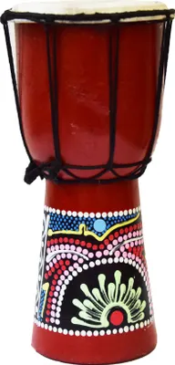 Produktbild von Djembe Trommel Bongo Afrika Holz bemalt Drum Instrument Musik Rhythmus Percussion Dot Painting, 30 cm
