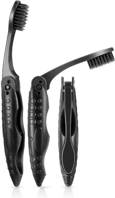 Imagen del producto de Juego de 3 cepillos de dientes de viaje, suaves, plegables, compactos, ideales para llevar de viaje