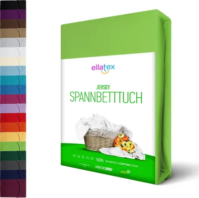 Produktbild von JERSEY Spannbettlaken Spannbetttuch 100% Baumwolle Bettlaken Betttuch Laken, in Größe: 120x200-130x200 cm, in Farbe: Apfelgrün