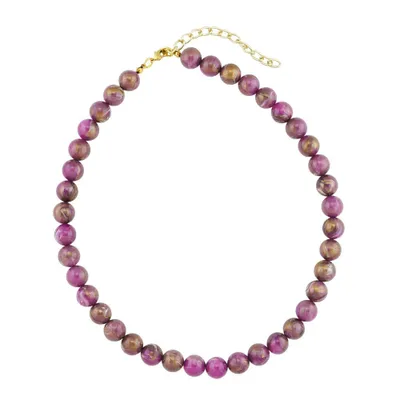 Produktbild von Kette 10mm Rundperle lila-marmoriert Kunststoff 40cm