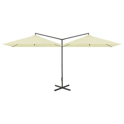 Immagine prodotto di vidaXL Ombrellone doppio con palo in acciaio 600x300 cm Bianco sabbia