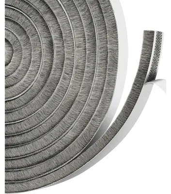 Produktbild von Zugluftstopper Dichtungsband Bürstendichtung selbstklebend - 9 mm x 15 mm - 10 m - Grau