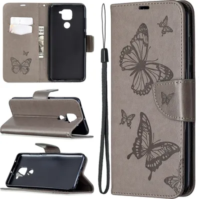 Produktbild von Mobigear Butterfly  Xiaomi Redmi Note 9 Hülle Klapphülle Geldbörse - Grau