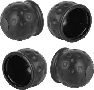 Produktbild von 4 x Anhängerkupplung Schutzkappe Gummi | AHK Kappe in Golfball-Form | Anhängervorrichtung Abdeckkappe schwarz | Kugelschutzkappe | Universal Abdeckung für PKW Anhängerkupplungen | Witterungsbeständig