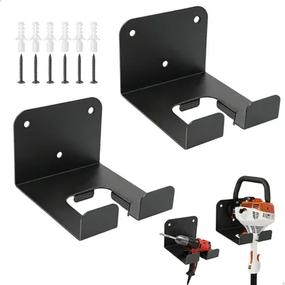 Produktbild von Wandhalterung für Gartengeräte aus Stahl, Halter für Motorsägen, Schaufeln und Besen, Schwarz