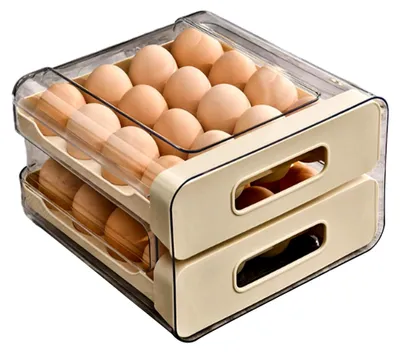 Produktbild von Eierhalter mit großer Schublade, Aufbewahrungsbox – Kühlschrank-Organizer für Zuhause, Theke, Kühlschrank, Speisekammer, Bauernhaus, Wohnung
