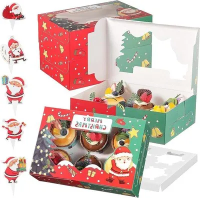 Produktbild von Famanu Cupcake-Box 20 Stück - Muffin-Box mit Einsätzen - Weihnachtsgeschenkbox