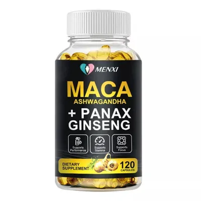 Immagine prodotto di Maca, Ashwaganda + Ginseng (120 capsule) Integratore alimentare, energia, resistenza, forza