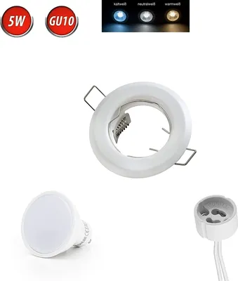 Obrázok produktu pre Zapustené bodové svietidlo GU10 Ø60 mm s vyvŕtaným otvorom hliník vrátane GU10 5W studená biela 350 lumenová LED žiarovka biela okrúhla